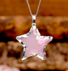 Aura rose quartz star pendant necklace