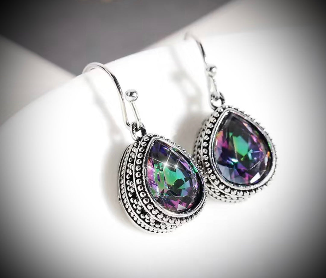 Faceted gemstone earrings