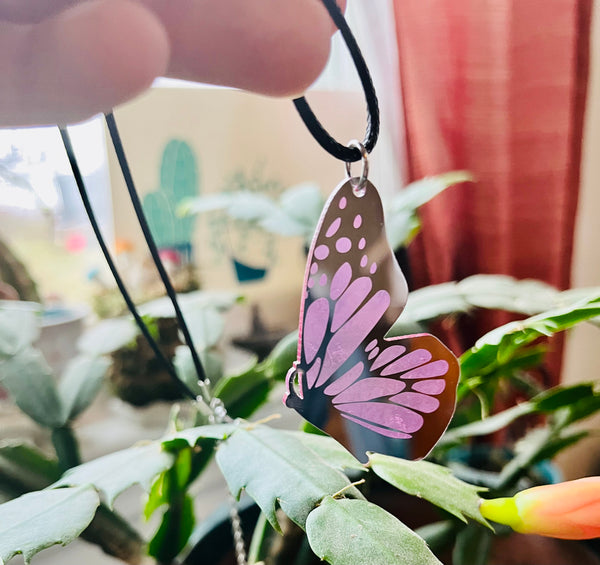 Mirrored butterfly necklace