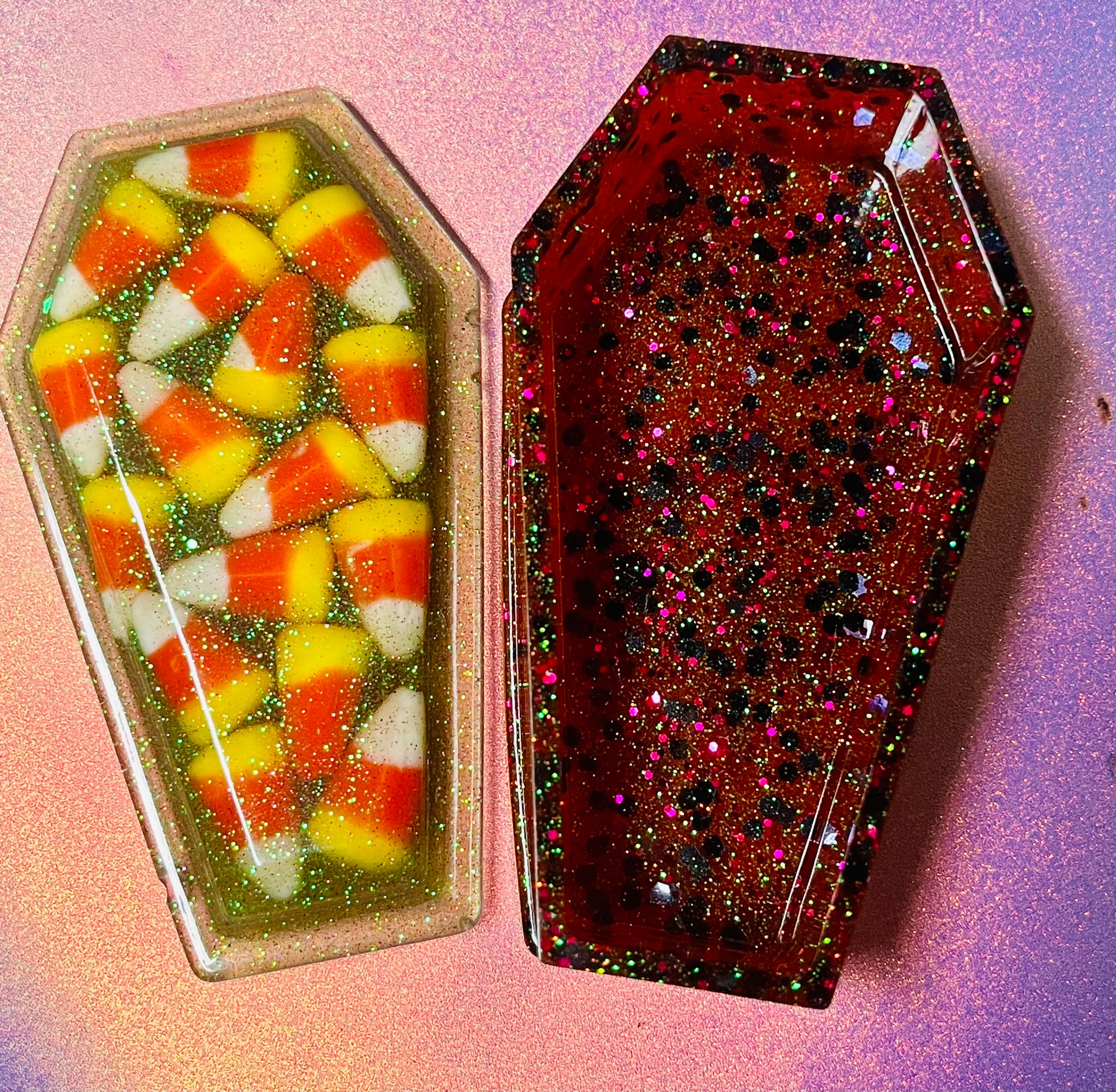 Candy corn coffin trinket box