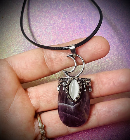 Amethyst moon necklace