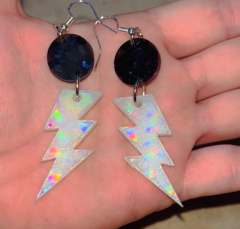 Holographic lightning Bolt earrings