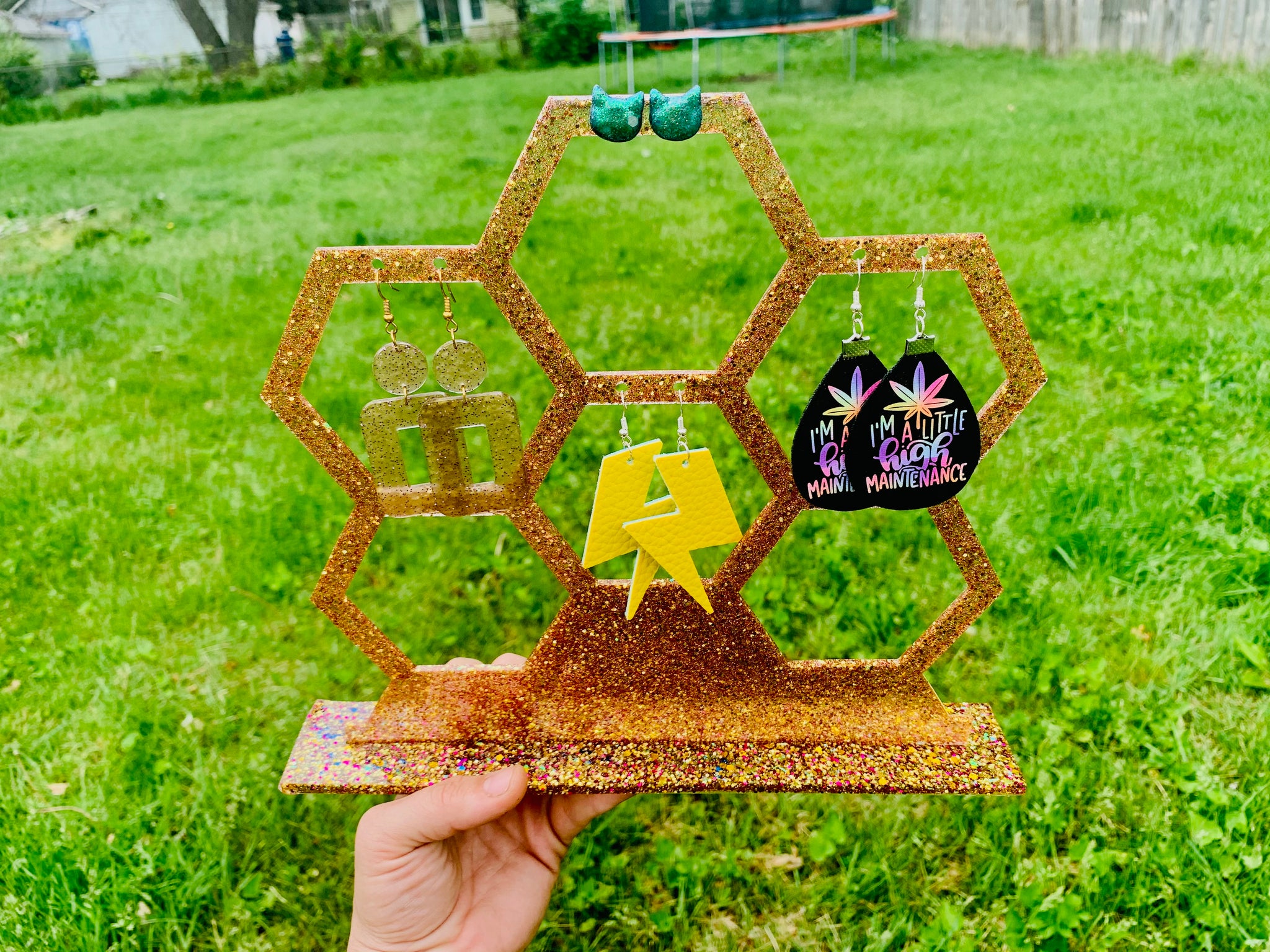 Honeycomb earring holder