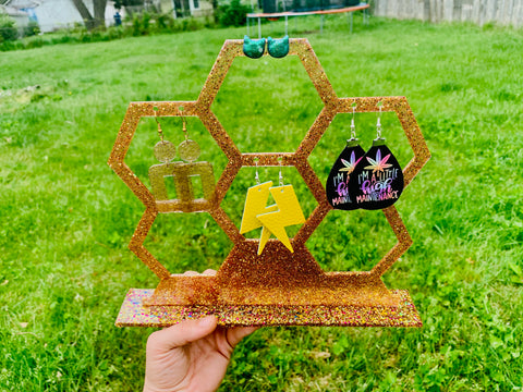 Honeycomb earring holder