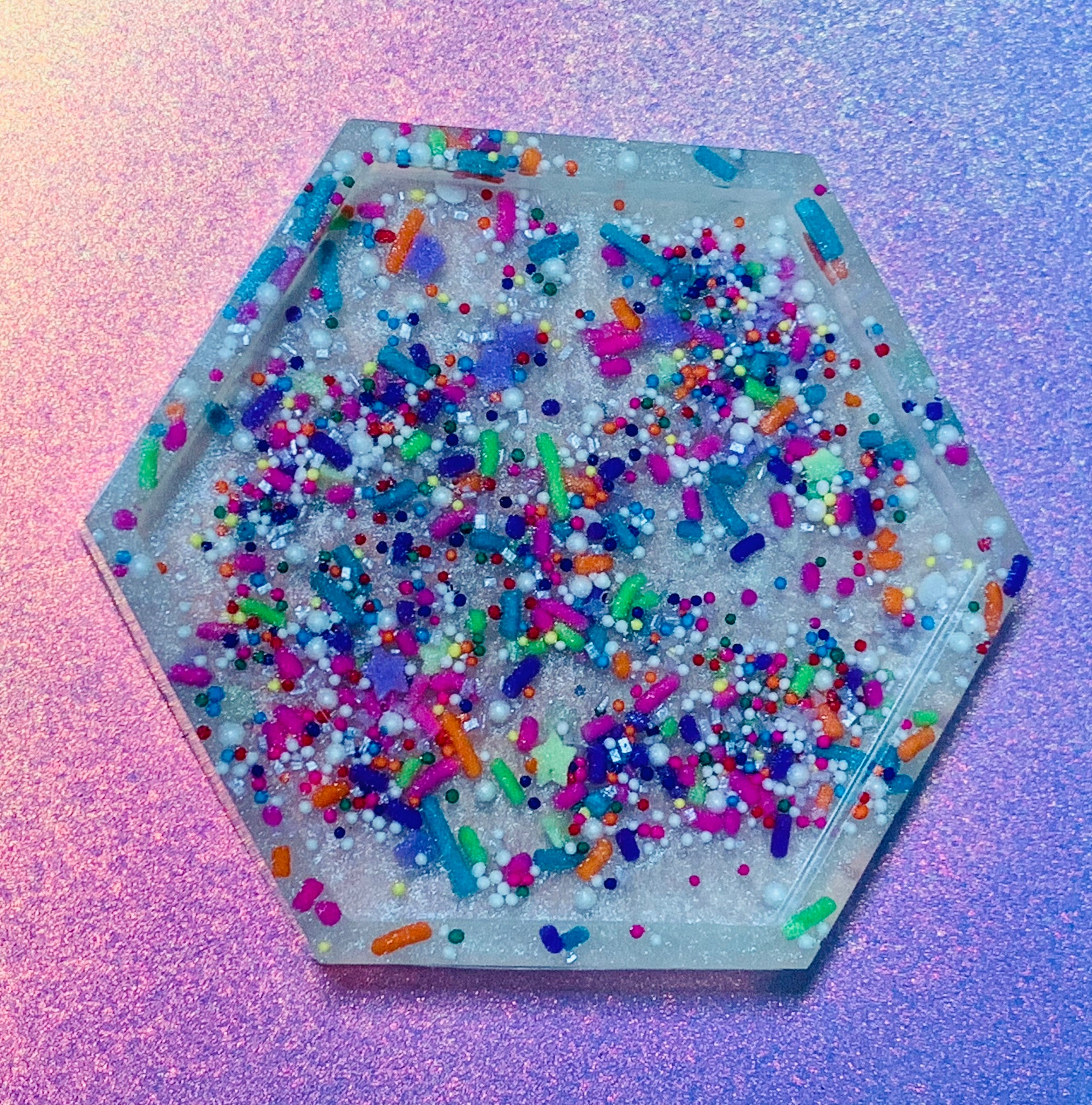 Rainbow sprinkles coaster set of 4