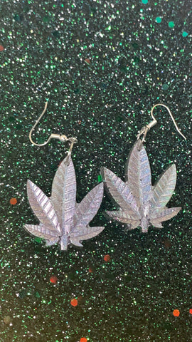 Holographic pot leaf dangles