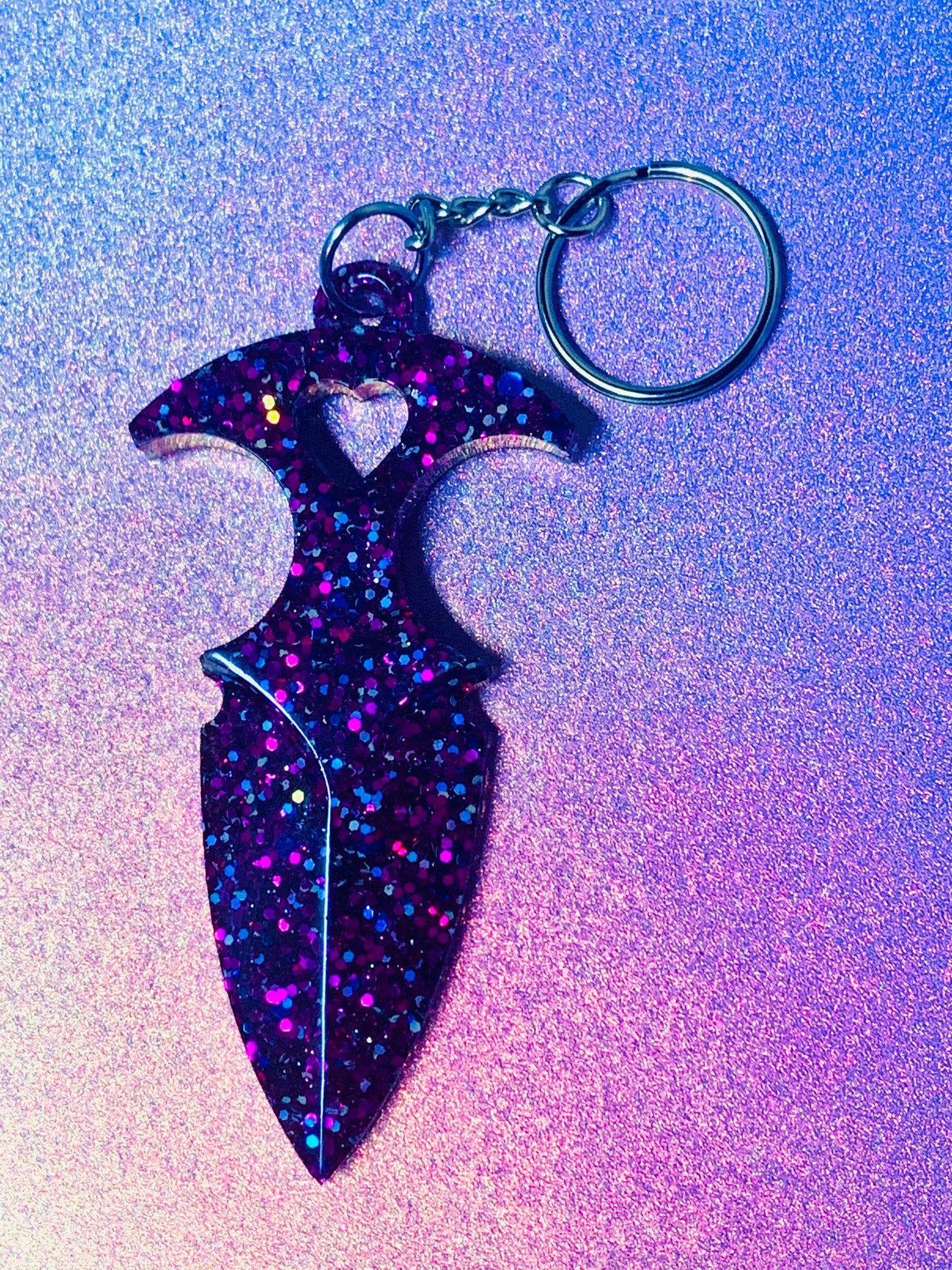 Glittered dagger keychain