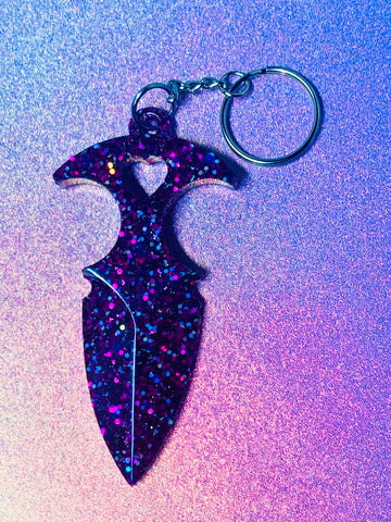 Glittered dagger keychain