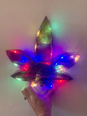 light up pot leaf resin shelf